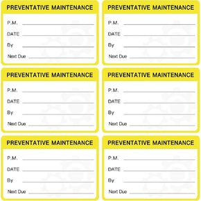 120PCS Preventative Maintenance Stickers, Service Tags Labels for Equipment,3x2 Inch Self-Adhesive Maintenance Stickers(Yellow)