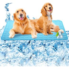 SOMOYA Dogs Self Cooling Mat Pet Cool Pads Blanket Hot Weather Sleeping Kennel Mat,Washable Ice Silk Sleep Mat Pad Non-Toxic Breathable for Large Dogs Cats No Water(Extra Large,Blue)
