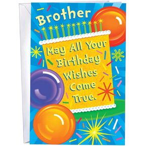 Chuck's Card-O-Rama Birthday Card For Brother - Made in America - Envelope Included - 5" x 7.75" - Packaged in Extra Sturdy Mailer - 95669