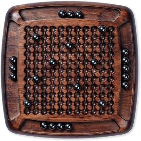 Wooden Magnetic Chess Game, Magnetic Chess Board Games for Kids and Adults, 24Pcs Metal Magnetic Marbles, Magnetic Rocks Game for Family Game Night (Light)