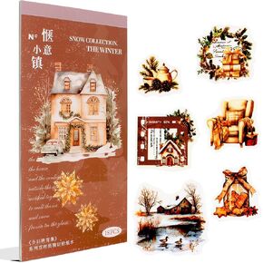 ملصقات Dwpetzo Precut Winter Book Journaling Book للنساء مع اقتباسات وإطارات ملصق مزخرف لمستلزمات Junk Journal ، Scrapbooking ، Bujo ، Planner ، Collage ، 18 Sheets