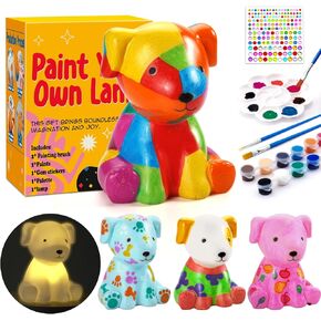 Paint Your Own Dinosaur Lamp - Art & Crafts Painting Kits for Kids,DIY Crafts Night Light, Art Supplies School Activities, Birthday Easter Valentine Creative Gift for Girls Boys Ages 4 5 6 7 8+