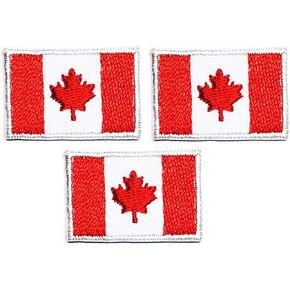 Umama Patch Set of 3 Mini flag '' 0.6X1.1 '' Country Canada Flag National Iron On Patches Canada Flag Sticker Embroidery Iron on Applique Patches Craft DIY Clothes Jeans T-Shirt Hat Backpacks