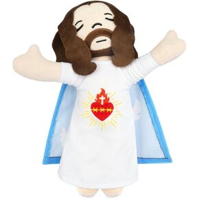 Jesus Plush, 13 Inches Easter Plush, Classic Christian Jesus Plush Doll with Sheep Stuffed Animals, Religious Easter Gifts for Kids Boys Girls (Red)