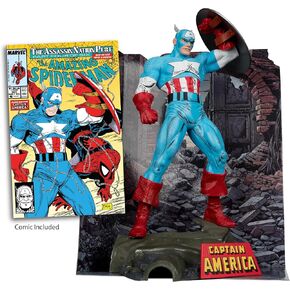 McFarlane Toys - Marvel Captain America 1:6th Scale Posed Figure with Scene & Comic (The Amazing Spider-Man #323)