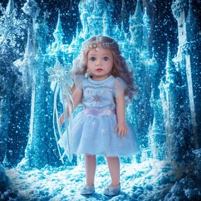 BABESIDE American 18 Inch Dolls Ice and Snow Magic-Girl, Wearing a Princess Dress and Holding a Magic Wand, Cute Delicate Face, Soft Hair and Accessory Kit for 3+ Year Old Girls Gifts and Role Play