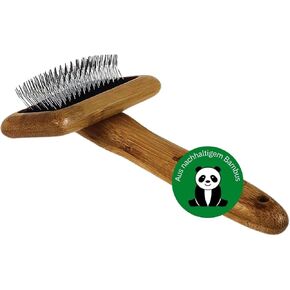 Alcott Bamboo Groom Slicker Brush with Stainless Steel Pins for Pets, Small,Black