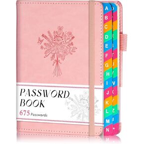 Password Keeper Book with Colorful Alphabetical Tabs, Small Pocket Password Logbook for Seniors, 4.7 x 6.2" Internet Website Address Organizer, Stores 675 Passwords (Royal Purple)