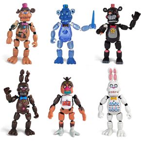 Toysvill Inspired by Five Nights at Freddys | Chocolate | Freddy's Action Figures Toys (FNAF) Set of 6 pcs [Rockstar & Chocolate Freddy, Bonnie, Chica, Easter, Freddy Frostbear]