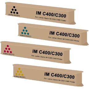 Soko IM C400 /C300 استبدال خرطوشة الحبر عالية العائد لـ RICOH IM C300 C400 842370 842371 842372 842373 لـ IM C400 Lanier IM C400 Savin IM C400 (Black Cyan Magenta Yellow ، 4-pack)