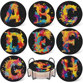 8 Pcs Diamond Art Coasters Kit Not with Holder, Diamond Art Kits for Adults Beginners Small Diamond Painting Coasters, Arts and Crafts for Adults Supplies Item Sets (Landscape)