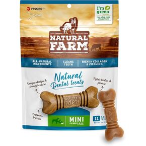 Natural Farm All-Natural Dog Dental Chew, Dog Teeth Cleaning Treats - Fresh Breath, Fight Plaque & Tartar - Canine Mess-Free Oral Care, Teeth Cleaning Chews for Dogs 5-15 Lbs (66 Counts)