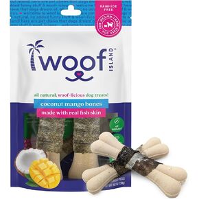 Coconut Mango Dog Bones - Long Lasting Natural Dog Treats - Dog Bones Rawhide Free Dog Chews - Long Lasting No Hide Dog Chews for Small Medium Large Dogs - Raw Hide Free Dog Chew (1 Pack)