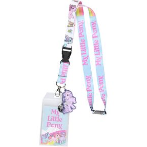 My Little Pony Retro Reversible ID Lanyard Badge Holder with Rubber Pony Charm and Collectible Sticker