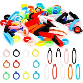 105Pcs Anti-Lost Silicone Rubber Ring Holder Multipurpose Necklace Lanyard Silicone Lanyard Holder Case for Pen, Office or Daily Sports (2 Styles)