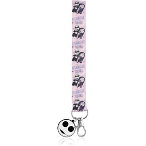 Disney PRINTED NIGHTMARE BEFORE CHRISTMAS WRIST LANYARD W/SILICONE CHARM- IMITATION RHODIUM 2PC SET