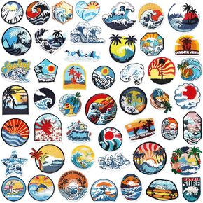 Tigeen 48 Pcs Chenille Iron on Patches Iron on Hat Patches Bulk for Hats Clothes Sew on Applique Accessory for Backpack Pants Jeans(Sun and Moon)