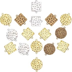SUNNYCLUE 1 Box 32pcs 8 Styles Disc Charms Flat Round Charms for Jewelry Making Alloy Links Connectors Charm Stamping Charms Dangles Pendants DIY Earrings Findings Handcraft Supplies Women