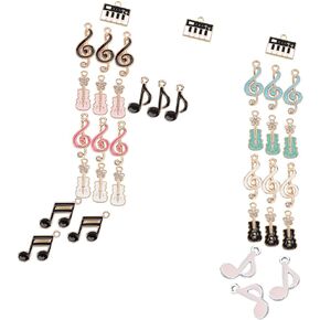 Sunnyclue 90pcs Music Charms Musical آلة موسيقية ملاحظات رموز قلادة لصنع المجوهرات سحر سحر الموصل DIY أقراط القلادة اللوازم الكبار Craft Craft Clove