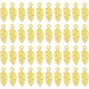 PATIKIL Feather Charm, 50Pcs Mini Feather Pendant Charm Bulk Metal Vintage Designer DIY Dream Catcher for Jewelry Making