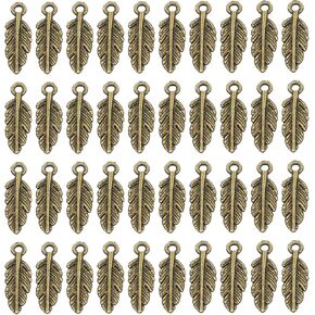 PATIKIL Feather Charm, 50Pcs Mini Feather Pendant Charm Bulk Metal Vintage Designer DIY Dream Catcher for Jewelry Making