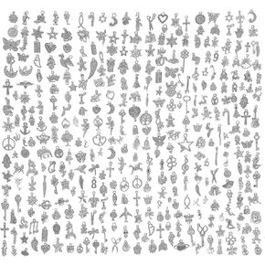 Bulk Silver Jewelry Making Charms: 500 Pieces Assorted Cute Vintage Mini Small Metal Pendants for DIY Earring Necklace Bracelet Keychain, Hat Tiny Decoration, Teen Hair Craft Embellishment