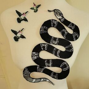 Embroidered Snake Brids Patch Vintage Animal Appliques T-Shirt Jeans Decoration Patch DIY Garment Accessories