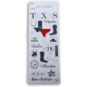 Texas Stickers for Crafting, Scrapbooking, Photo Album Decor - 21 Pc