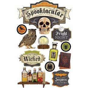 Paper House Productions STDM-0218E 3D Cardstock Stickers, Spooktacular (3-Pack) , Brown