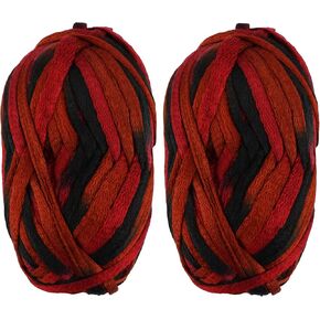 JubileeYarn Mesh Fishnet Yarn - Chunky Acrylic - 200g/Skein - Red Black - 2 Skeins