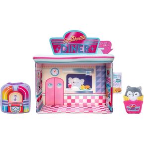 Squishville by Squishmallows Marling Diner Playet - يشمل هايدي 2 بوصة The Husky Plush و Jukebox و French Fries و Diner Playscene - Toys for Kids