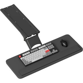 yeshine Under Desk Keyboard Tray Slide Out, Height Adjustable Computer Keyboard & Mouse Platform Tray, 360° Swivel & 30° Tilt Up and Down, Ergonomic Keyboard Tray Under Desk Slide, Black, 25"W x 9.8"D