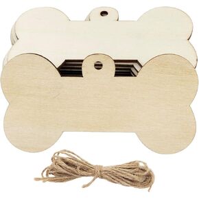 30 Pack 4 Inch Wood Dog Bone Crafts Unfinished Wood Dog Bone Cutouts Wooden Dog Bone Hanging Ornaments DIY Dog Bone Craft Gift Tags for Home Party Decoration Craft Project