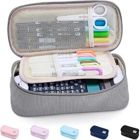 Pencil Case Pouch Bag School Supplies for Girls and Boys, Large Big Capacity Aesthetic Pen Case, Simple Zipper Stationery Bag for Women Men Adults, Navy Blue, 1800ml