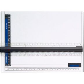 Staedtler Mars 661 A3 Drawing Board, DIN A3, High Quality, Made in Germany, White, Impact- and Shatter-Resistant Plastic, Parallel Drawing Rail, Double Groove Guide