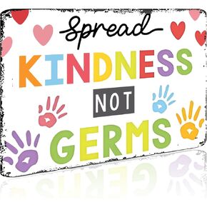 School Nurse Office Decorations Spread Kindness Not Germs School Health Safety Poster,Health Clinic Wall Art Classroom Decor Health Room Nurse Office Metal Tin Sign 8x12 Inch Wall Decoration