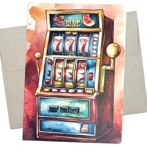 Whitman and Daughter Slot Machine Birthday Card (1 Premium Card, 5X7 Inch) slot machine notecard blank for all occasions like Mother's Day, retirement, thinking of you - 1122