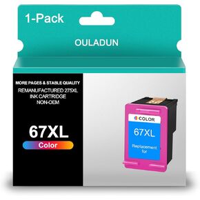 XL 67 Color Ink Cartridge Replacement for HP Ink 67 XL 67 67XL Tricolor 2700 2700e 2752 2752e 2742e 2755e 4100 4100e 4152e 4155e Envy 6000 6055e 6400 6458 6458e 6455e Printer (1 Tri-Color)