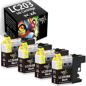 Compatible LC203XL Black Ink Cartridge Replacement for Brother LC203 XL LC203BK LC201 for MFC-4320DW MFC-J4420DW MFC-J4620DW MFC-J460DW MFC-J480DW MFC-J485DW MFC-J885DW Printer 4-Pack
