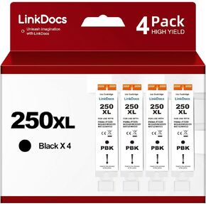 250XL Black Compatible Ink Cartridge Replacement for Canon PGI-250XL PGI 250 XL to use with PIXMA MX922 MX722 MG5420 MG5520 MG5620 MG6320 MG6420 MG7120 MG7520 iP8720 (4 Large Black)