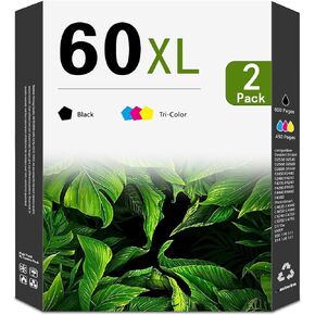 60XL Ink Cartridge Combo Pack Color and Black Replacement for 60 XL Ink Cartridges Work for PhotoSmart C4780 C4680 C4795 C4640 Deskjet F4480 F4440 F2430 Envy 110 120 111 114 (2 Pack)