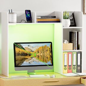 Desk Hutch Desktop Organizer Shelf - 24.8" Desktop Organizer with Raised Metal Edges, Supports Up to 28" Monitor, Easy Assembly, Space-Saving Design, Ideal for Office Dorm Home