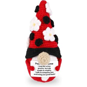 Ladybug Gnome Crochet, Positive Gnome Knitted Gnome Wool Crochet Doll Positive Knitted Toy for Motivational Gift Party Decoration(Red)