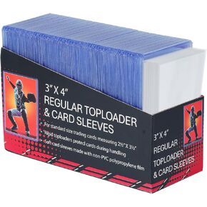 400 Card Sleeves Top Loads for Cards, Toploads for Cards,3"X4" Baseball Card Protectors Hard Plastic Card Holder for Trading Sports Football Game Cards (200 Hard Sleeves+200 Penny Sleeves