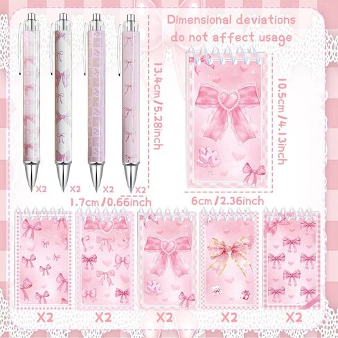 18 PCS Pink Bows Point Pens Coquette Bow Point Pens Black Gelink Coquette Aosthetic الأقل in Kuwait