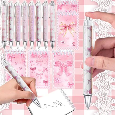 18 PCS Pink Bows Point Pens Coquette Bow Point Pens Black Gelink Coquette Aosthetic الأقل in Kuwait