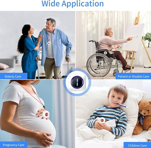 Surfou Wireless Pager Call Call Button تنبيه الطوارئ الجرس الجرس الجرس الإنذارات الشخصية لكبار السن من كبار السن معطل 1000 قدم طويلة المدى 3 أزرار المكالمات 3 أجهزة الاستقبال in Kuwait