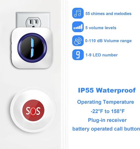 Surfou Wireless Pager Call Call Button تنبيه الطوارئ الجرس الجرس الجرس الإنذارات الشخصية لكبار السن من كبار السن معطل 1000 قدم طويلة المدى 3 أزرار المكالمات 3 أجهزة الاستقبال in Kuwait
