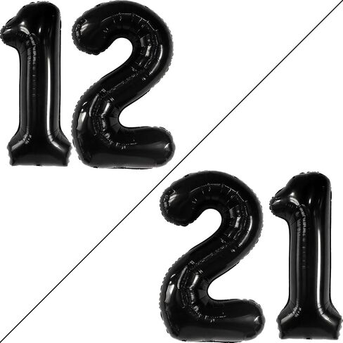 KatchOn, Black 40 Inch Giant 12 Balloon - Birthday & Anniversary Decorations, Unisex, Helium Supported, Self Sealing, Includes 32ft Ribbon & Straw - 12th Birthday, Boy, Party in Saudi Arabia