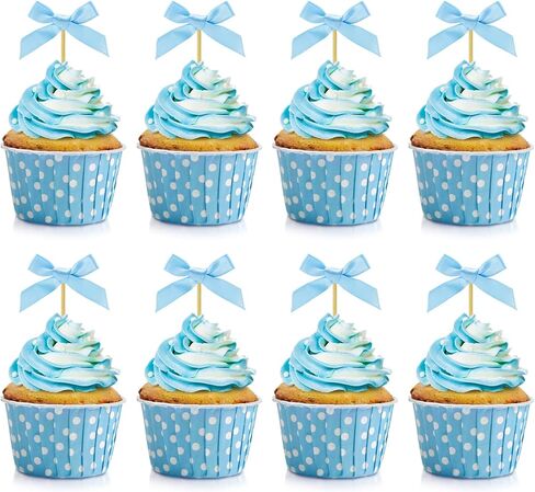 30 Pcs Pink Bow Cupcake Toppers Bow Themed Party Decorations Baby Shower Cupcake Picks for Bridal Baby Shower Girls Birthday Wedding Party Cake Decorations (pink) in Kuwait